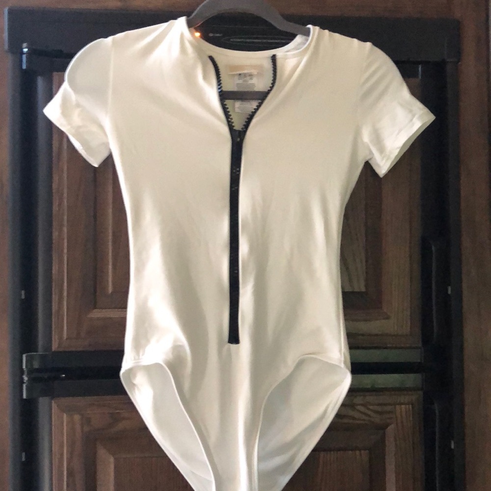 Michael Kors bathing suit. White with black zipper. Like new, no tags.